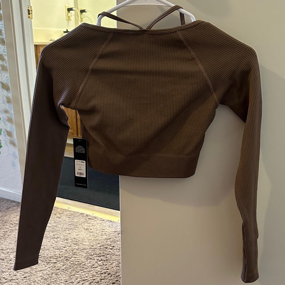 Nova Sport Brown Ribbed Crop Top - Picture 6 of 6